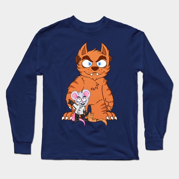 Dr Catnip and his monster cat MouseTrap Long Sleeve T-Shirt by Get A Klu Comics